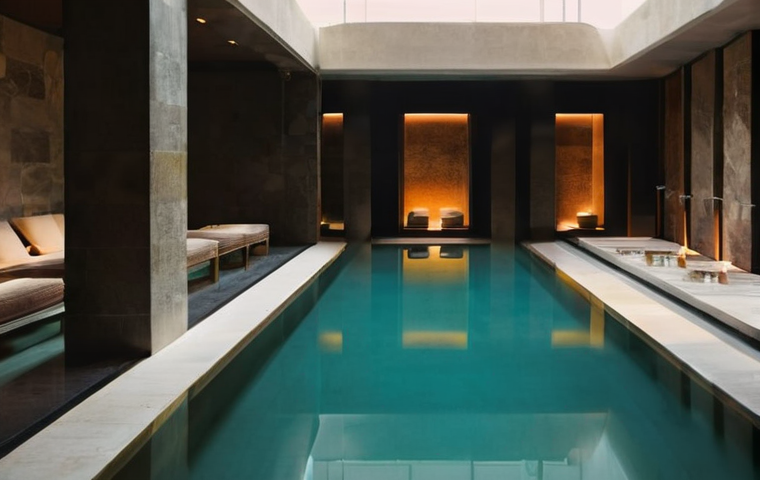 온천 후기 - **Prompt 1: Majestic Pyrenees Thermal Serenity**
    "A person in a tasteful, modest one-piece swims...